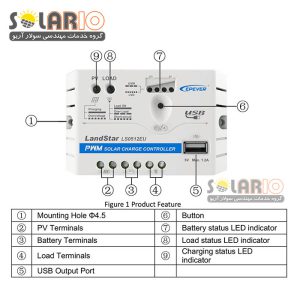 شارژ کنترلر خورشیدی EPsolar 5A مدل LS0512EU